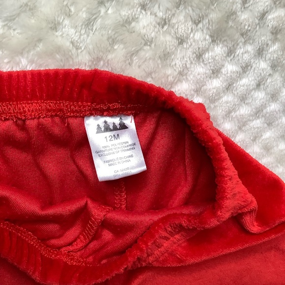 Red Velour Pants 12 Months 12M - Picture 2 of 4